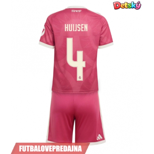 Lacne Dětský Futbalové dres Real Madrid Dean Huijsen #4 2026-27 Krátky Rukáv - Tretina (+ trenírky)
